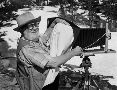 Ansel Adams photographing at Tioga Lake