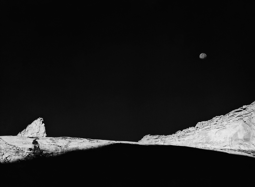 High Country Crags and Moon, Sunrise, Kings Canyon National Park, California